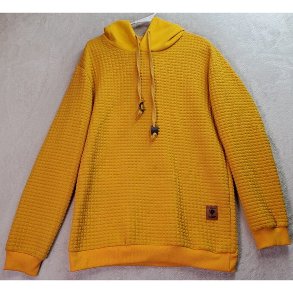 Coofandy Hoodie Men Medium Yellow Polyester Long Raglan Sleeve Hooded Drawstring - Picture 1 of 10
